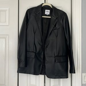 Zara Black Leather Blazer